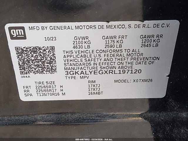 Aukcja sprzedaży 2024 Gmc Terrain Awd At4, vin: 3GKALYEGXRL197120, numer aukcji: 44678952