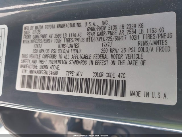 Продаж на аукціоні авто 2025 Mazda Cx-50 Hybrid Premium Package, vin: 7MMVAADW7SN134680, номер лоту: 44679048
