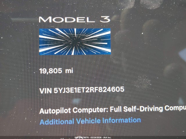Продаж на аукціоні авто 2024 Tesla Model 3 Performance All-wheel Drive, vin: 5YJ3E1ET2RF824605, номер лоту: 44679076
