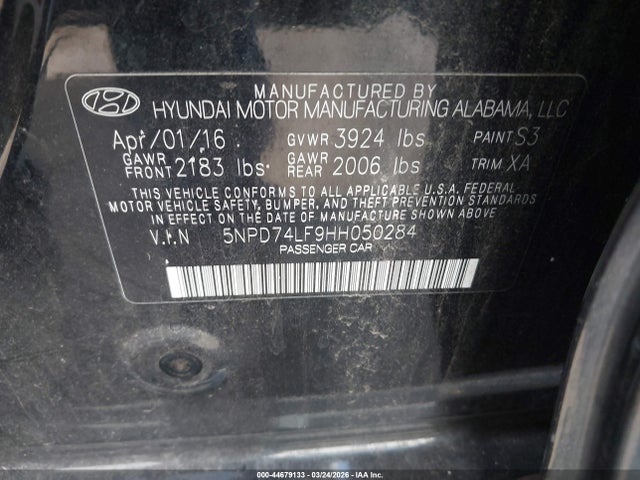 Hyundai ELANTRA SE 2017 5NPD74LF9HH050284 Image 9