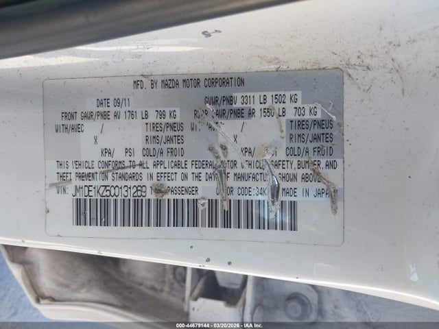 44679144 :رقم المزاد ، JM1DE1KZ5C0131269 vin ، 2012 Mazda Mazda2 Sport مزاد بيع