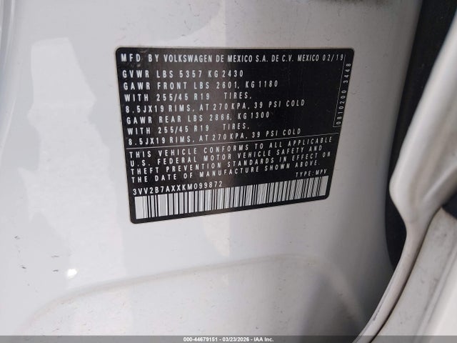 2019 VOLKSWAGEN TIGUAN 3VV2B7AXXKM099872 Photo 8