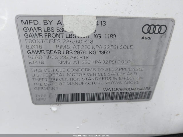 2013 AUDI Q5 WA1LFAFP6DA084258 Photo 8