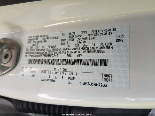 Ford Escape St Line 2024 1FMCU9MN7RUB50345 Image 9