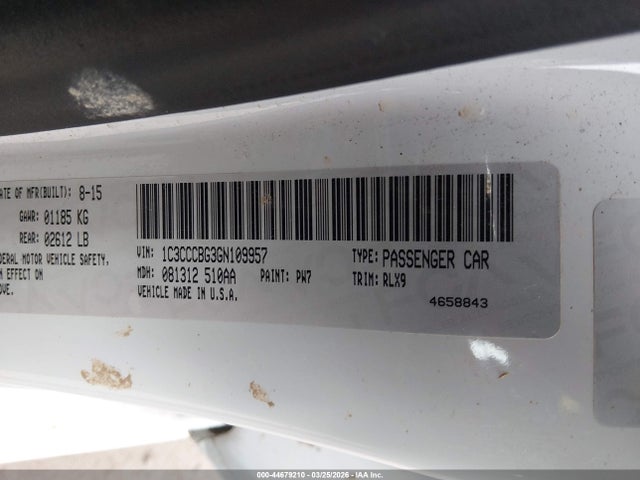 Aukcja sprzedaży 2016 Chrysler 200 S, vin: 1C3CCCBG3GN109957, numer aukcji: 44679210