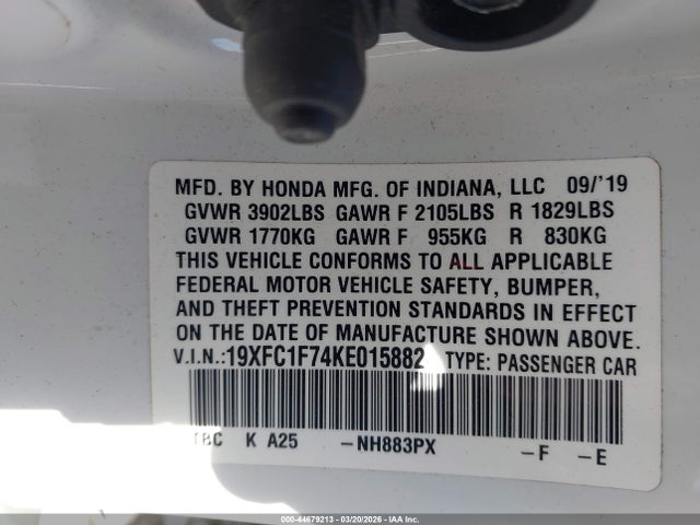 19XFC1F74KE015882 Honda Civic Ex-l