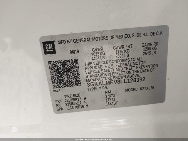3GKALMEV8LL128392 GMC Terrain Fwd Sle