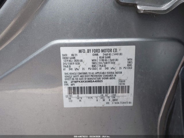 2021 FORD EDGE 2FMPK4K90MBA48805 Photo 8