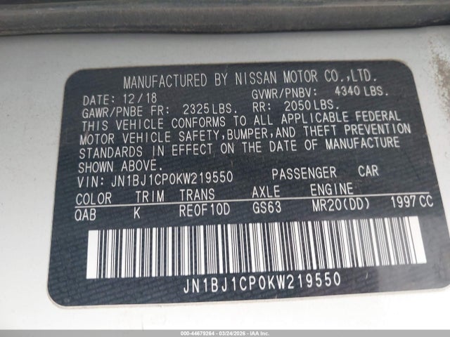 JN1BJ1CP0KW219550 Nissan Rogue Sport Sv