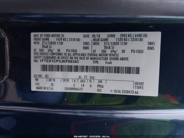 Ford F-150 Xl 2018 1FTEX1CP3JKF60343 Image 9
