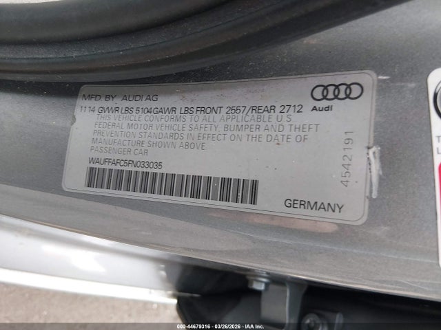 Продажа на аукционе авто 2015 Audi A6 2.0t Premium, vin: WAUFFAFC5FN033035, номер лота: 44679316