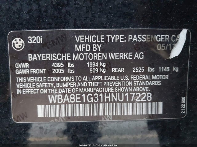 2017 BMW 320I WBA8E1G31HNU17228 Photo 8