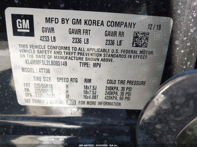 Продаж на аукціоні авто 2020 Buick Encore Gx Fwd Essence, vin: KL4MMFSL2LB085149, номер лоту: 44679322
