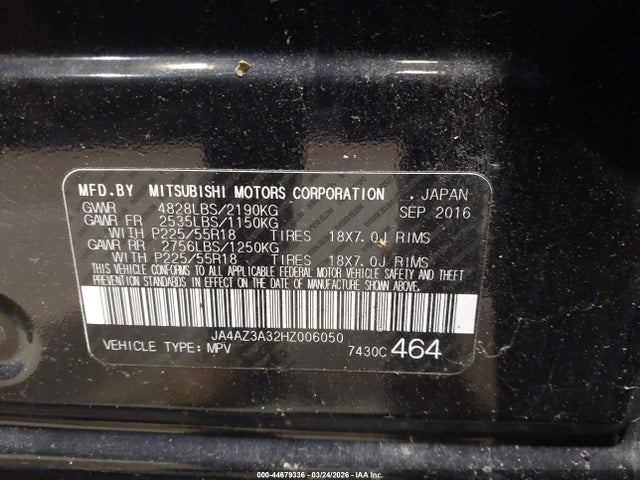 2017 MITSUBISHI OUTLANDER JA4AZ3A32HZ006050 Photo 8
