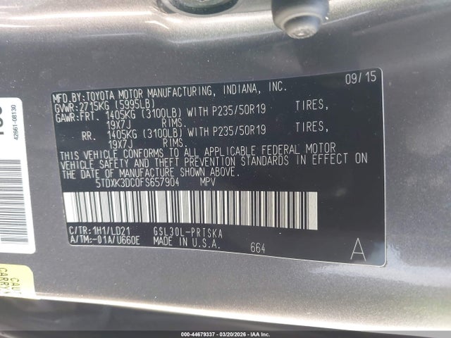 Toyota Sienna Se 8 Passenger 2015 5TDXK3DC0FS657904 Image 9