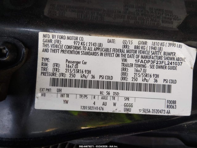 2015 FORD FOCUS 1FADP3F23FL241037 Photo 8