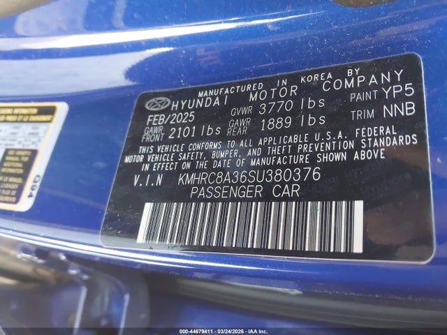 Aukcja sprzedaży 2025 Hyundai Venue Sel, vin: KMHRC8A36SU380376, numer aukcji: 44679411