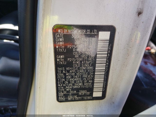 Nissan Juke Sl 2015 JN8AF5MR0FT510272 Image 9
