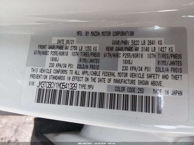 2021 MAZDA CX-9 JM3TCBCY1M0541329 Photo 8