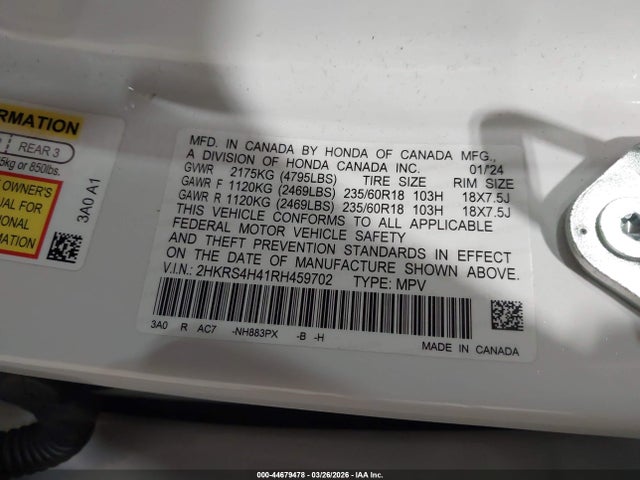 2024 HONDA CR-V 2HKRS4H41RH459702 Photo 8
