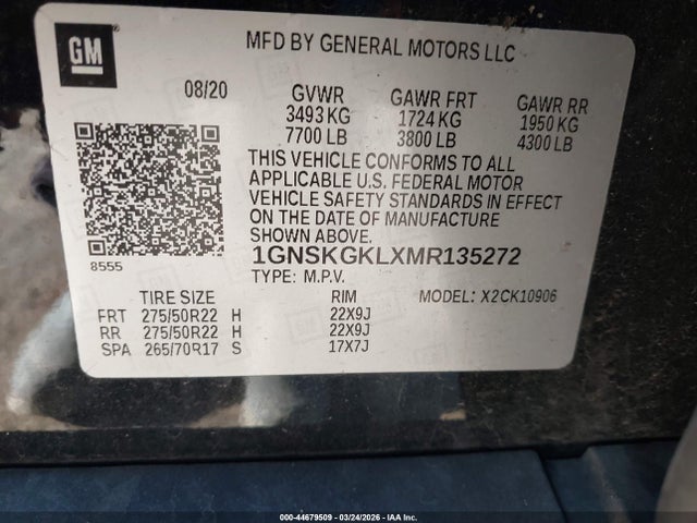 2021 CHEVROLET SUBURBAN 1GNSKGKLXMR135272 Photo 8