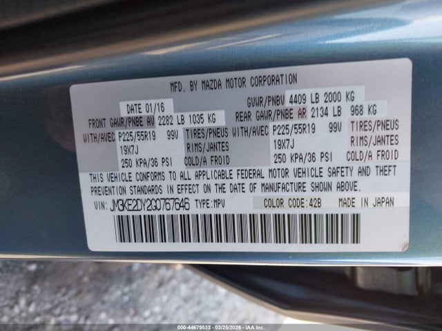 Продажа на аукционе авто 2016 Mazda Cx-5 Grand Touring, vin: JM3KE2DY2G0767646, номер лота: 44679533