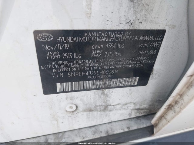 2020 HYUNDAI SONATA 5NPEH4J29LH003816 Photo 8