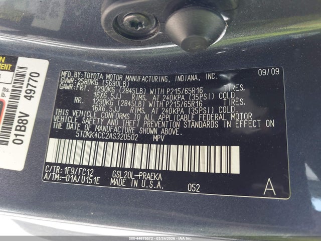 2010 TOYOTA SIENNA 5TDKK4CC2AS320502 Photo 8