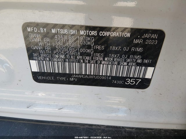 Продаж на аукціоні авто 2023 Mitsubishi Outlander Sport 2.0 Ralliart Awc, vin: JA4ARUAUXPU009014, номер лоту: 44679581