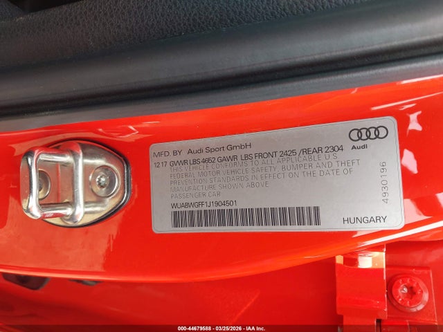 2018 AUDI RS 3 WUABWGFF1J1904501 Photo 8