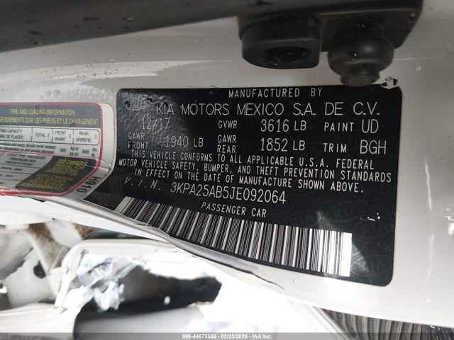 Продажа на аукционе авто 2018 Kia Rio Lx, vin: 3KPA25AB5JE092064, номер лота: 44679596