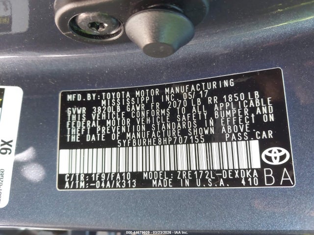 2017 TOYOTA COROLLA 5YFBURHE8HP707155 Photo 8