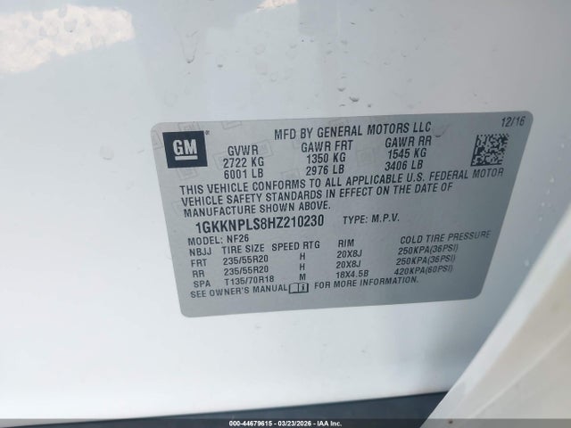 2017 GMC ACADIA 1GKKNPLS8HZ210230 Photo 8