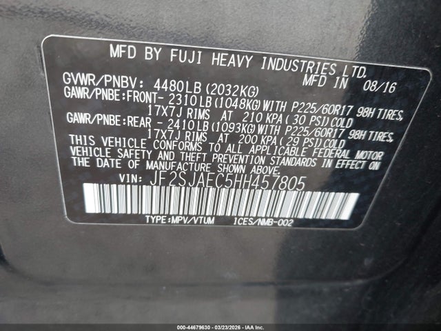 2017 SUBARU FORESTER JF2SJAEC5HH457805 Photo 8