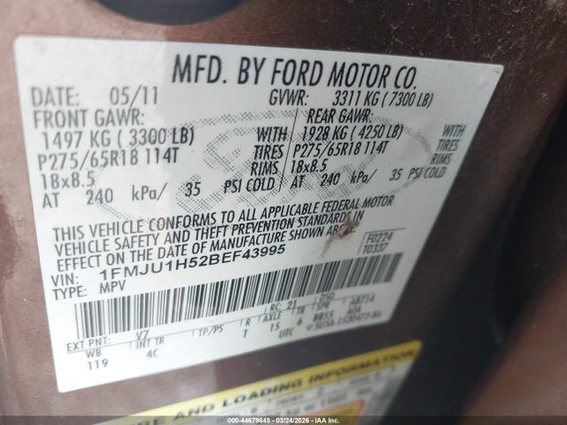 2011 FORD EXPEDITION 1FMJU1H52BEF43995 Photo 8