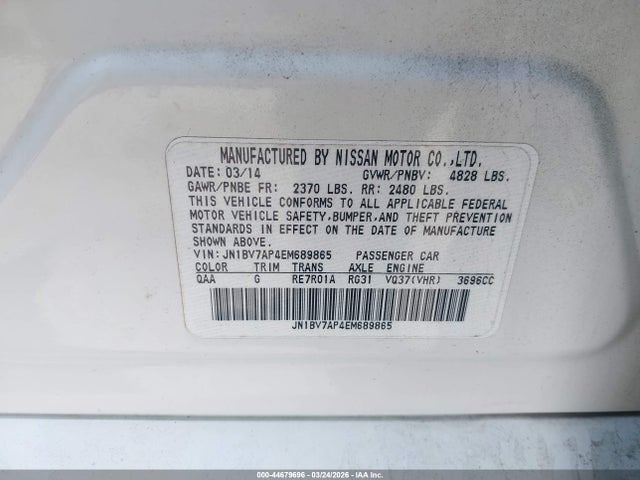 Aukcja sprzedaży 2014 Infiniti Q50 Premium, vin: JN1BV7AP4EM689865, numer aukcji: 44679696