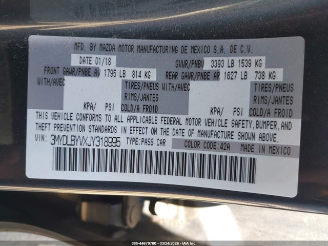 3MYDLBYVXJY318995 Toyota YARIS IA