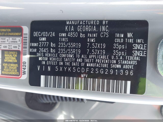 44679710 :رقم المزاد ، 5XYK5CDF2SG291396 vin ، 2025 Kia Sportage Sx-prestige مزاد بيع