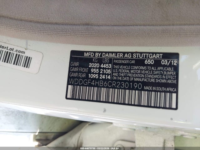 Aukcja sprzedaży 2012 Mercedes-benz C 250 Sport, vin: WDDGF4HB6CR230190, numer aukcji: 44679758