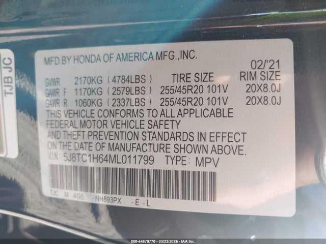 5J8TC1H64ML011799 Acura Rdx A-spec Package
