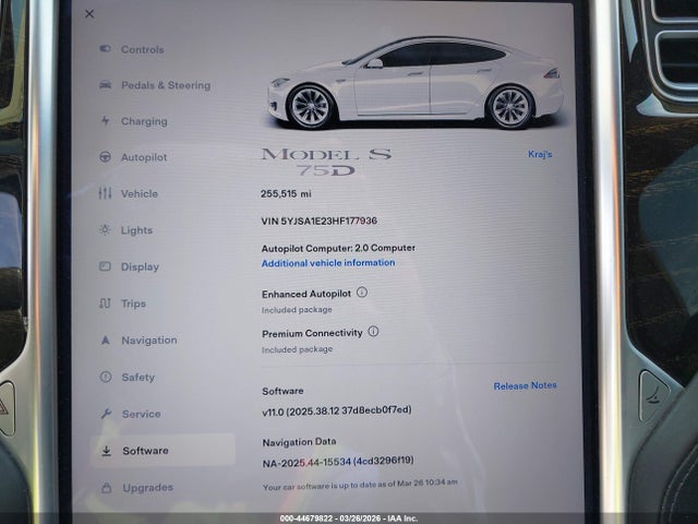 44679822 :رقم المزاد ، 5YJSA1E23HF177936 vin ، 2017 Tesla Model S 100d/60d/75d/90d/p100d مزاد بيع
