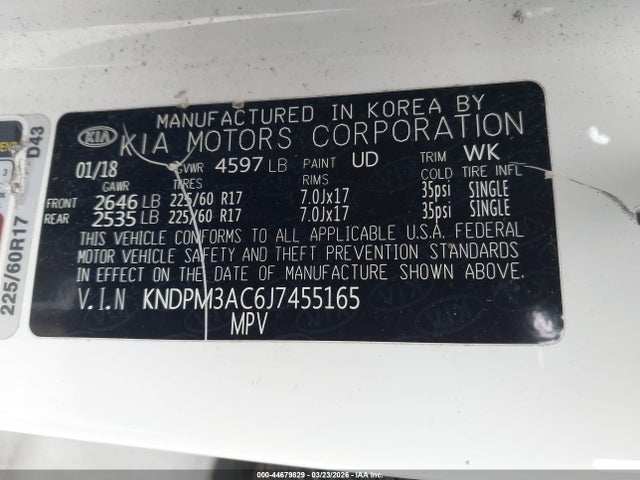 2018 KIA SPORTAGE KNDPM3AC6J7455165 Photo 8