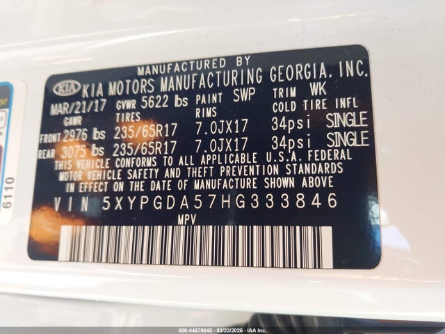 2017 KIA SORENTO 5XYPGDA57HG333846 Photo 8