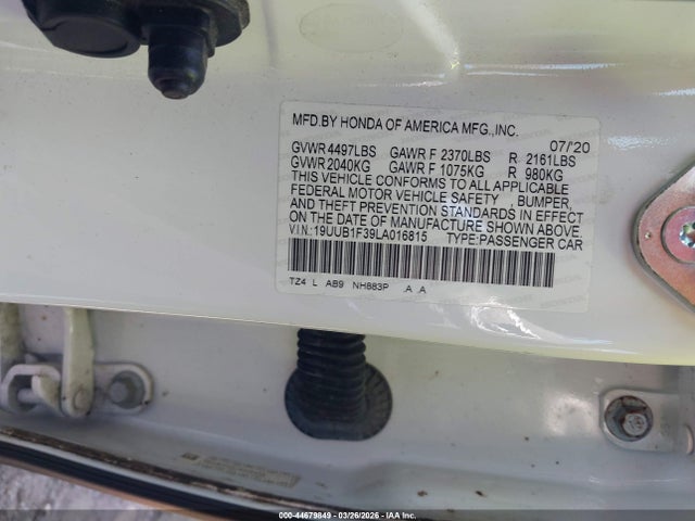 Продажа на аукционе авто 2020 Acura Tlx Standard, vin: 19UUB1F39LA016815, номер лота: 44679849