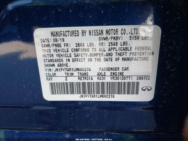 JN1FV7AR1LM660274 Infiniti Q50 Red Sport 400 Awd
