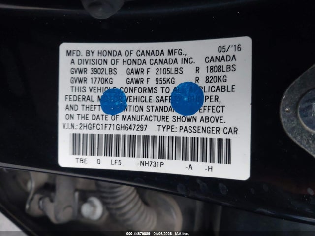 Honda Civic Ex-l 2016 2HGFC1F71GH647297 Image 9