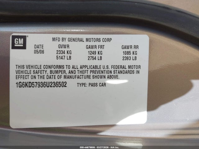 2006 CADILLAC DTS 1G6KD57936U236502 Photo 8