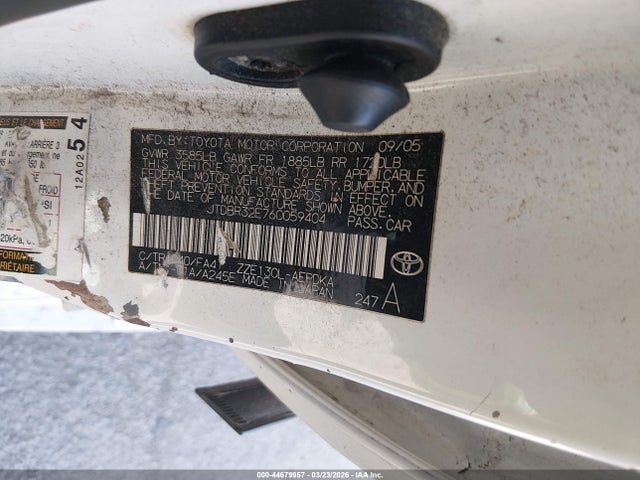 44679957 :رقم المزاد ، JTDBR32E760059404 vin ، 2006 Toyota Corolla Ce مزاد بيع