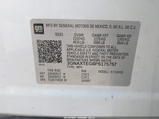 3GNAXTEG6PS175757 Chevrolet Equinox Awd 2fl