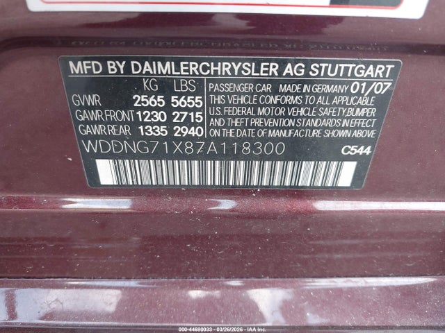 Продаж на аукціоні авто 2007 Mercedes-benz S 550, vin: WDDNG71X87A118300, номер лоту: 44680033